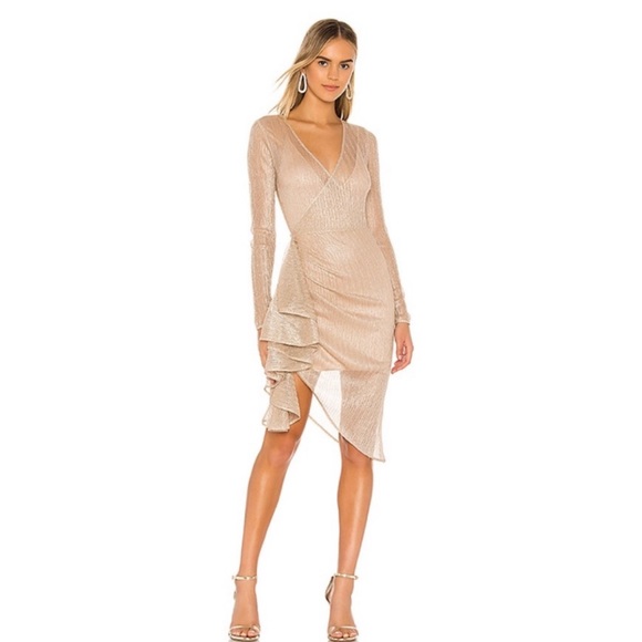 Lovers + Friends Kaden Midi Dress in Light Gold - Picture 1 of 9